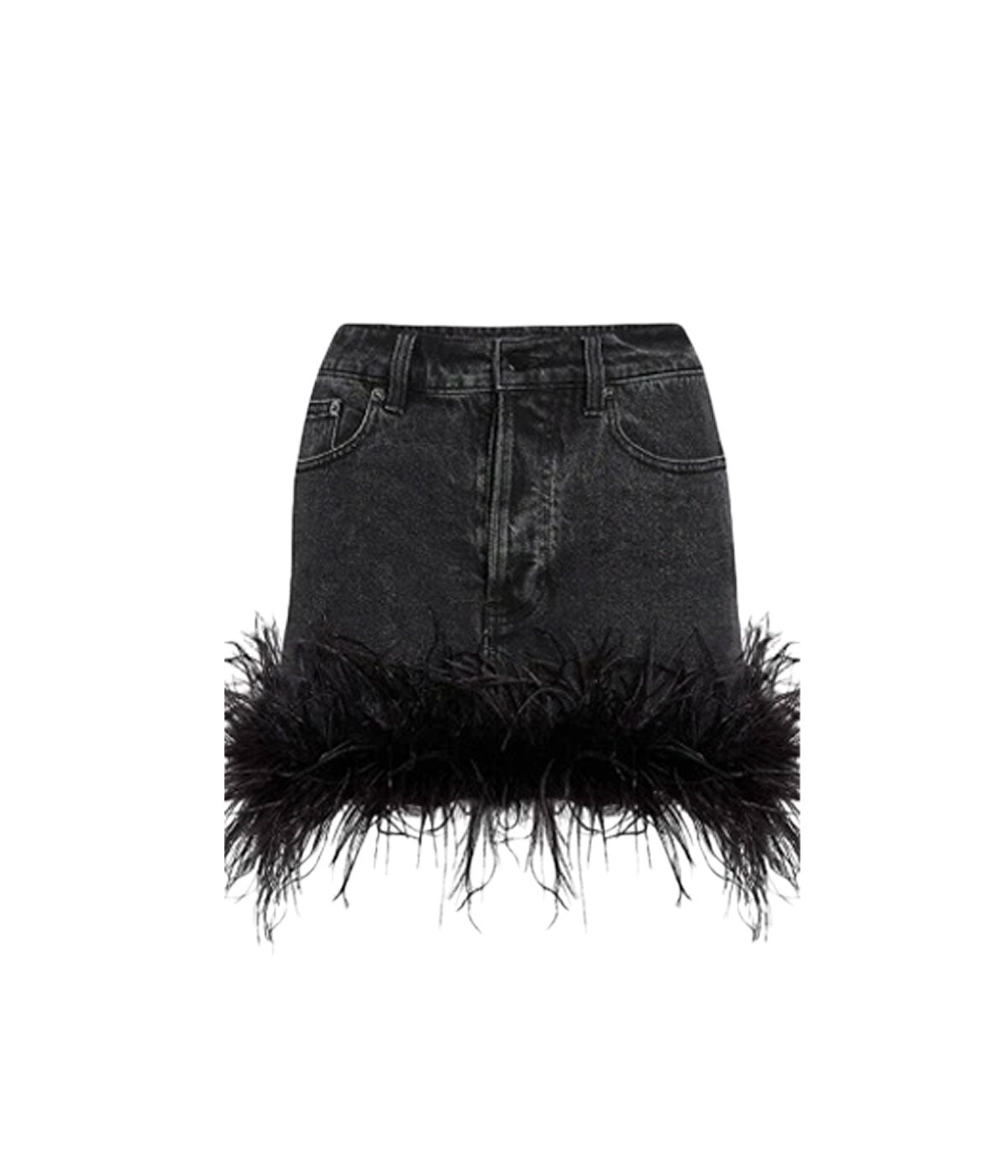 Elvie Denim Skirt in Black Feather