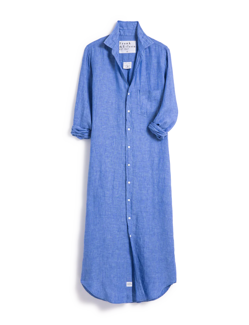 Rory Linen Maxi Dress in Blue