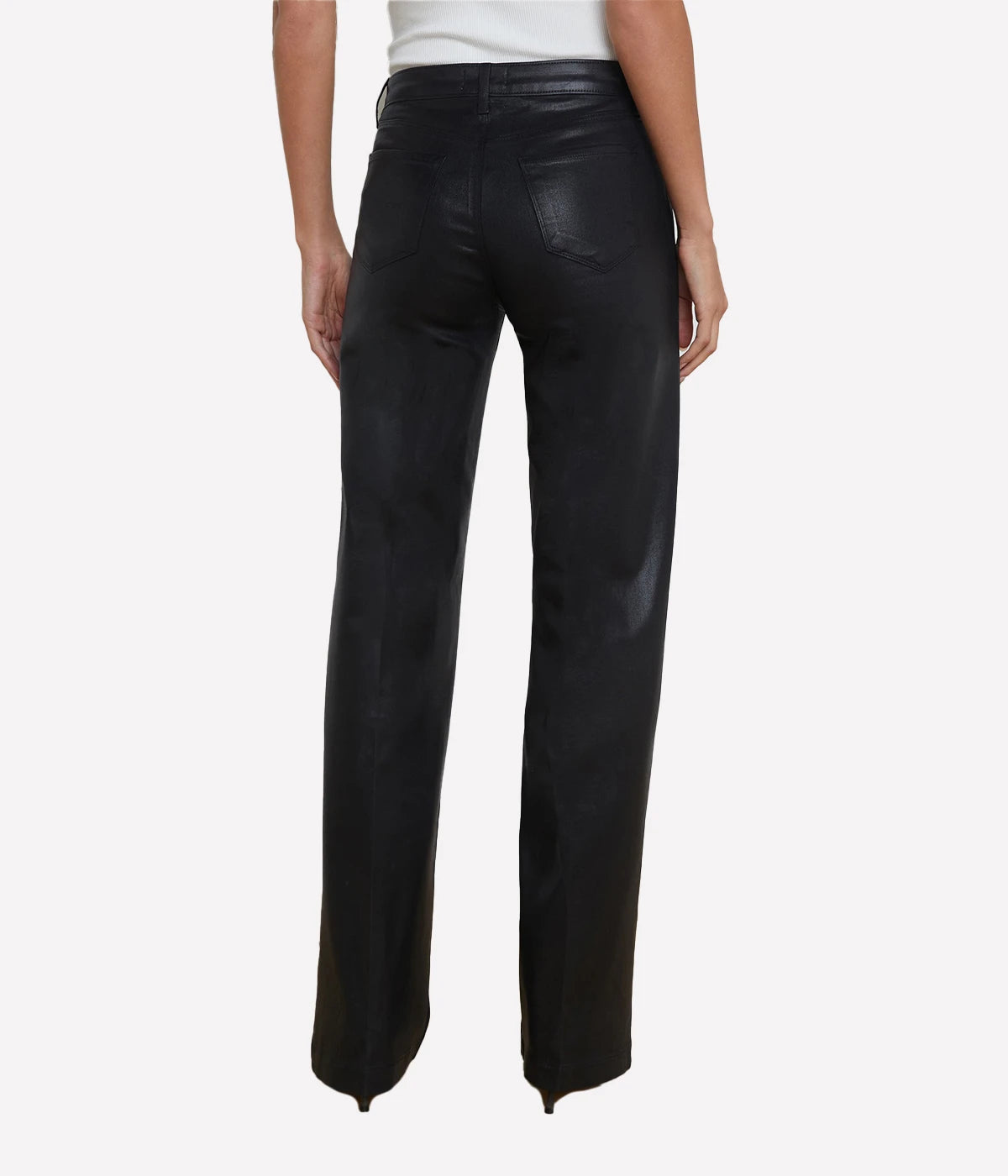 Clayton High Rise Wide Leg in Noir Coated