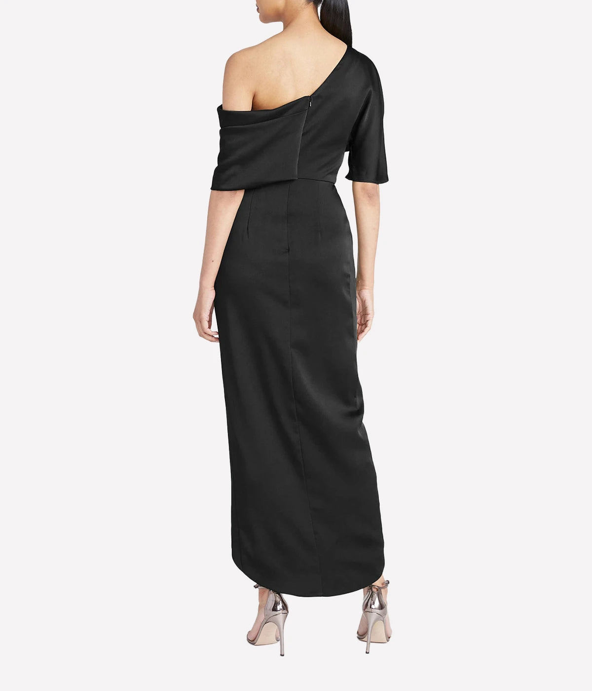 Rayna One Shoulder Draped Gown in Black