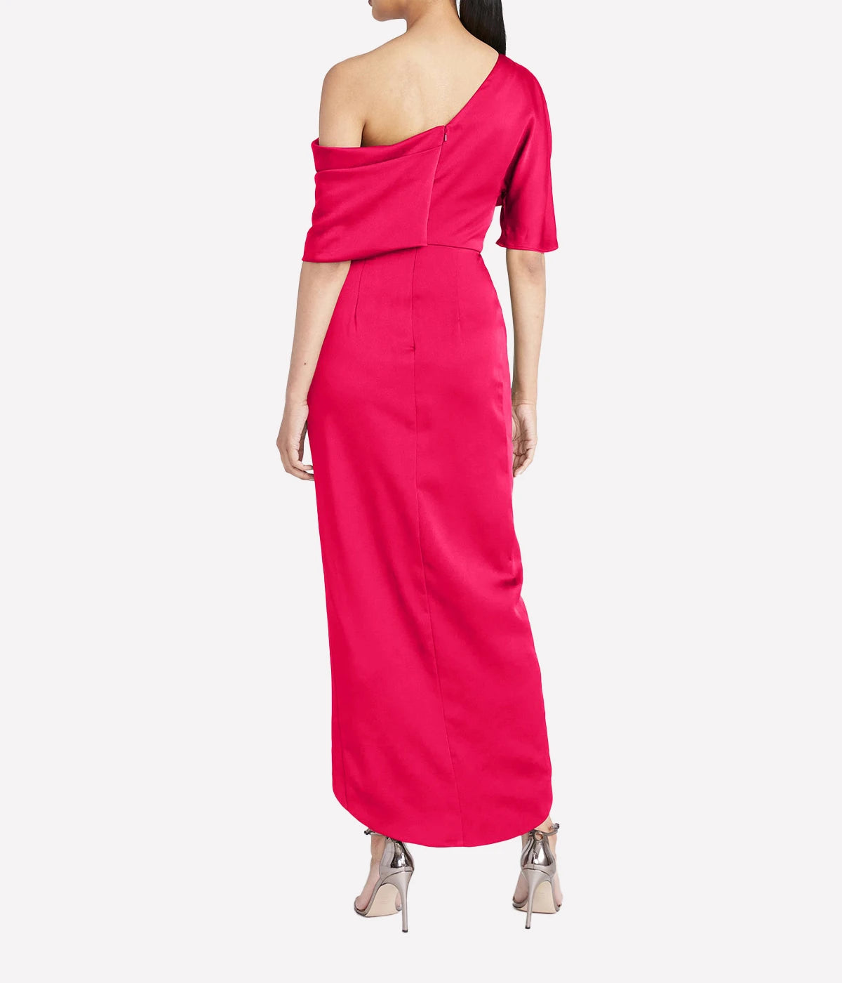 Rayna One Shoulder Draped Gown in Passionfruit