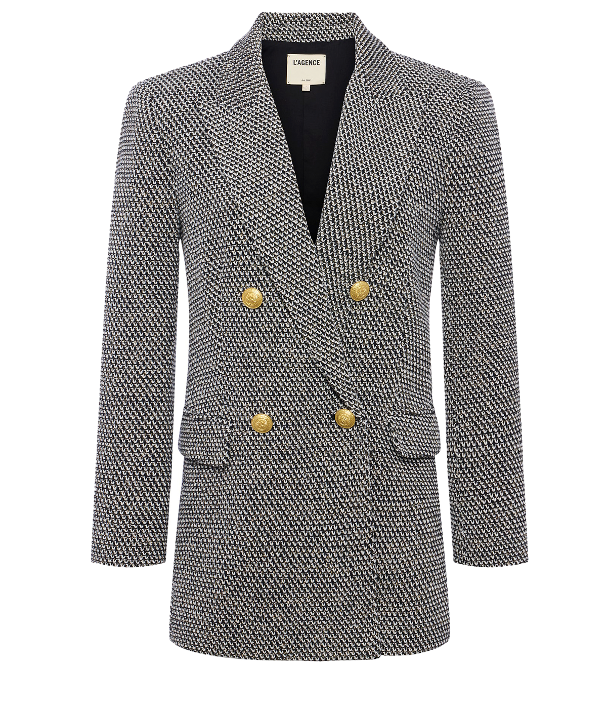 Riva Knit Blazer in Black Ivory Gold