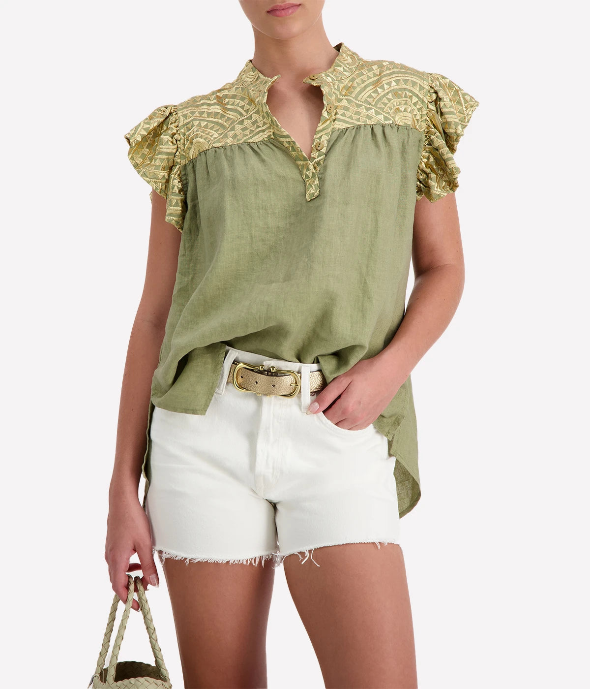 Ruffles Top in Tea Gold