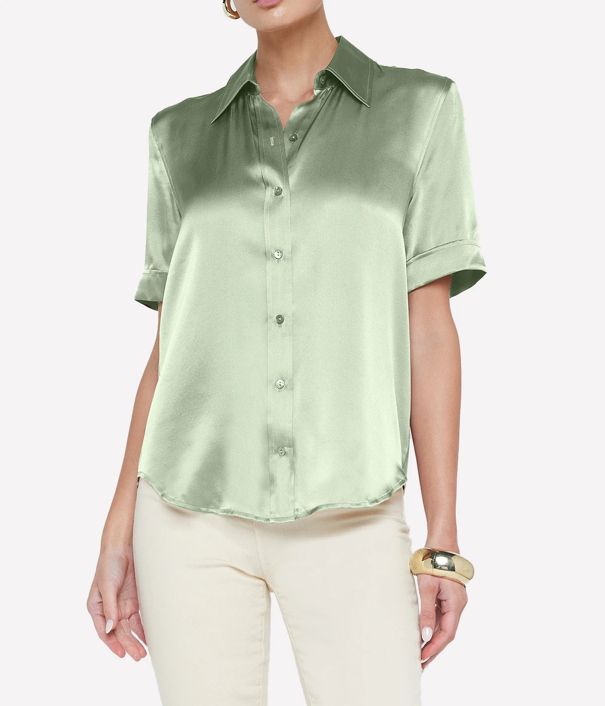 Ellah Short Sleeve Blouse in Laurel Green