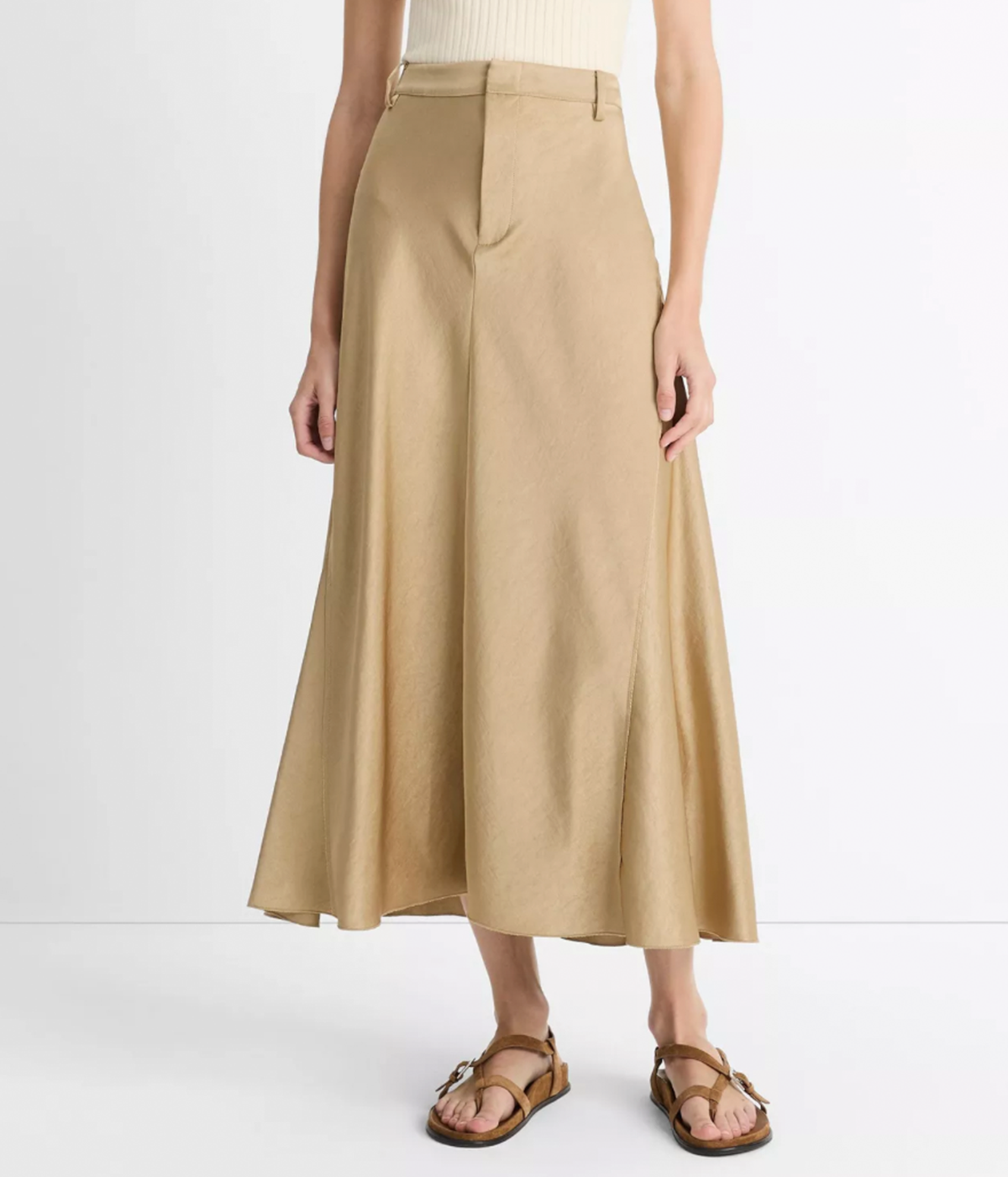 Satin Trouser Skirt in Dune Stone