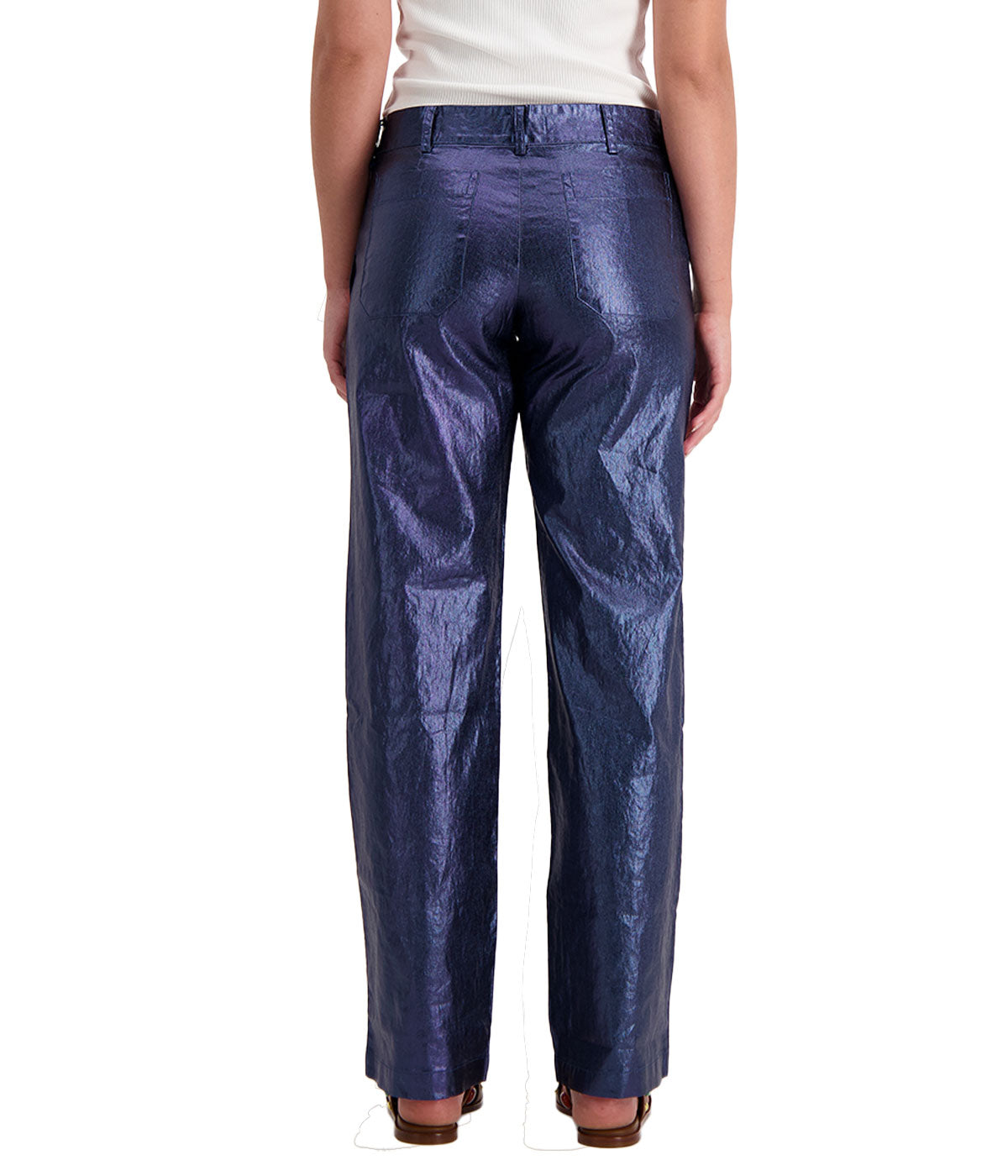 Astro Metallic Linen Pant in Dark Blue