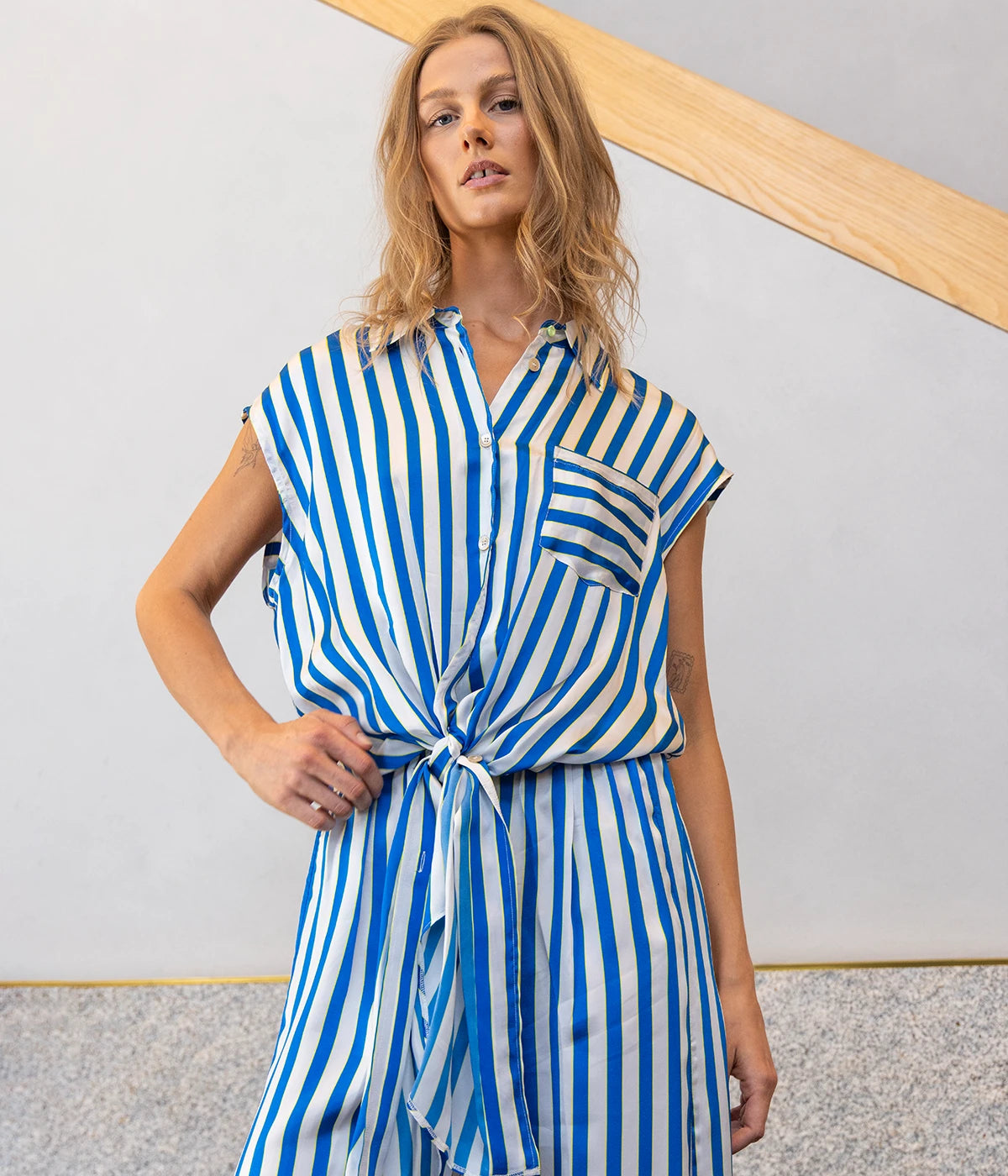 *FINAL SALE* Satin Stripe Shirt in Electric