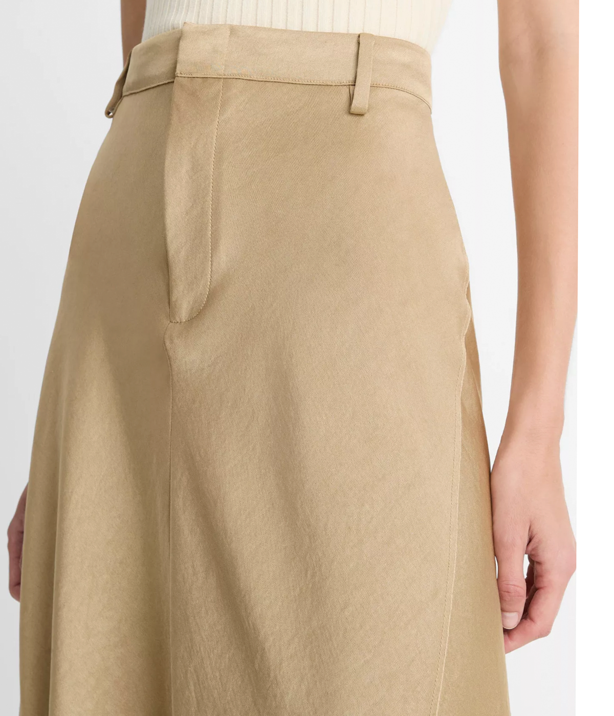 Satin Trouser Skirt in Dune Stone