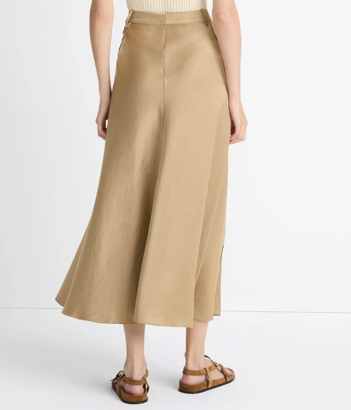 Satin Trouser Skirt in Dune Stone