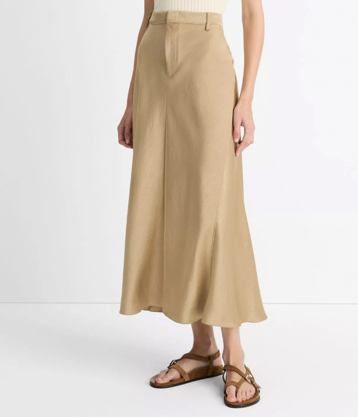 Satin Trouser Skirt in Dune Stone