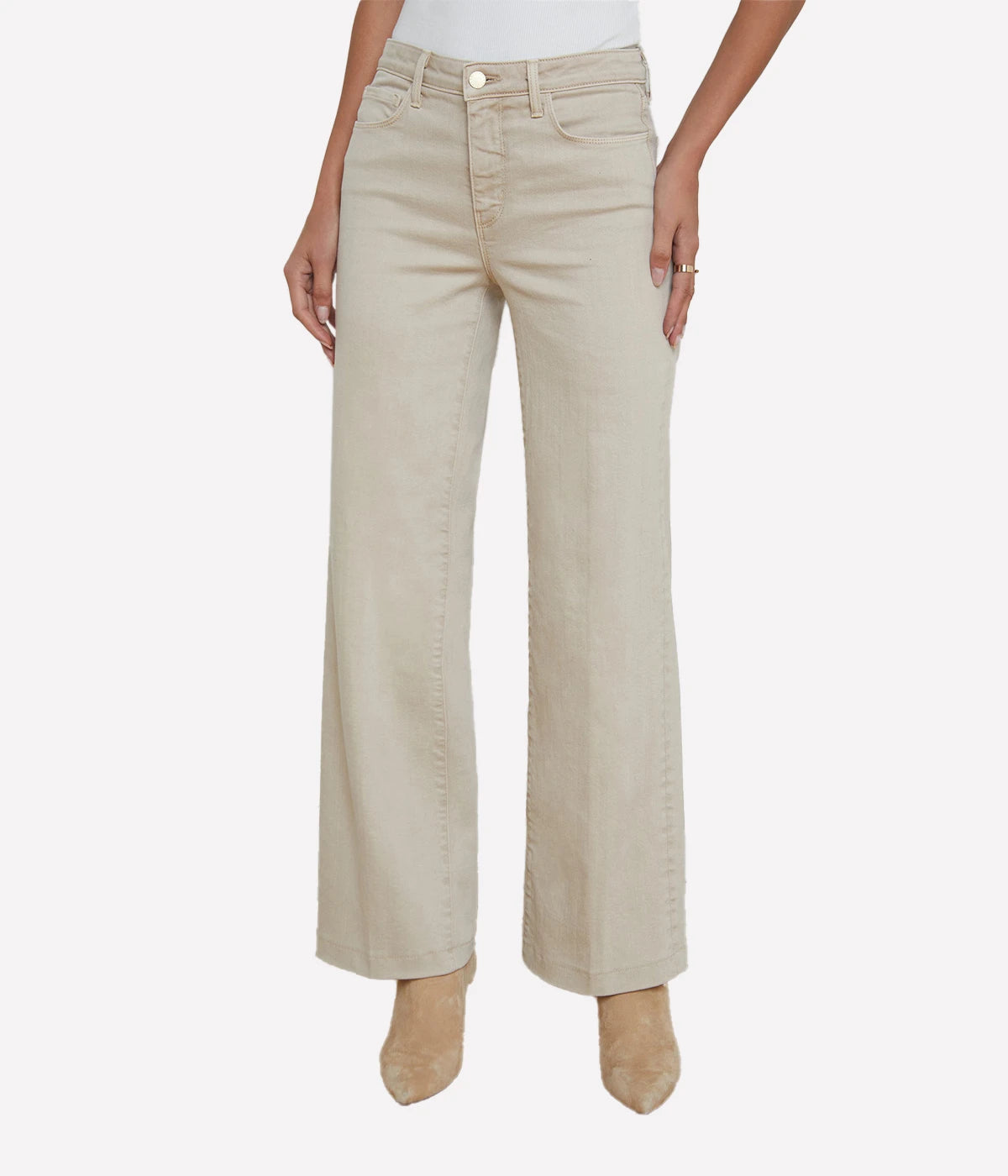 Scottie H/R Wide Leg Jean in Biscuit