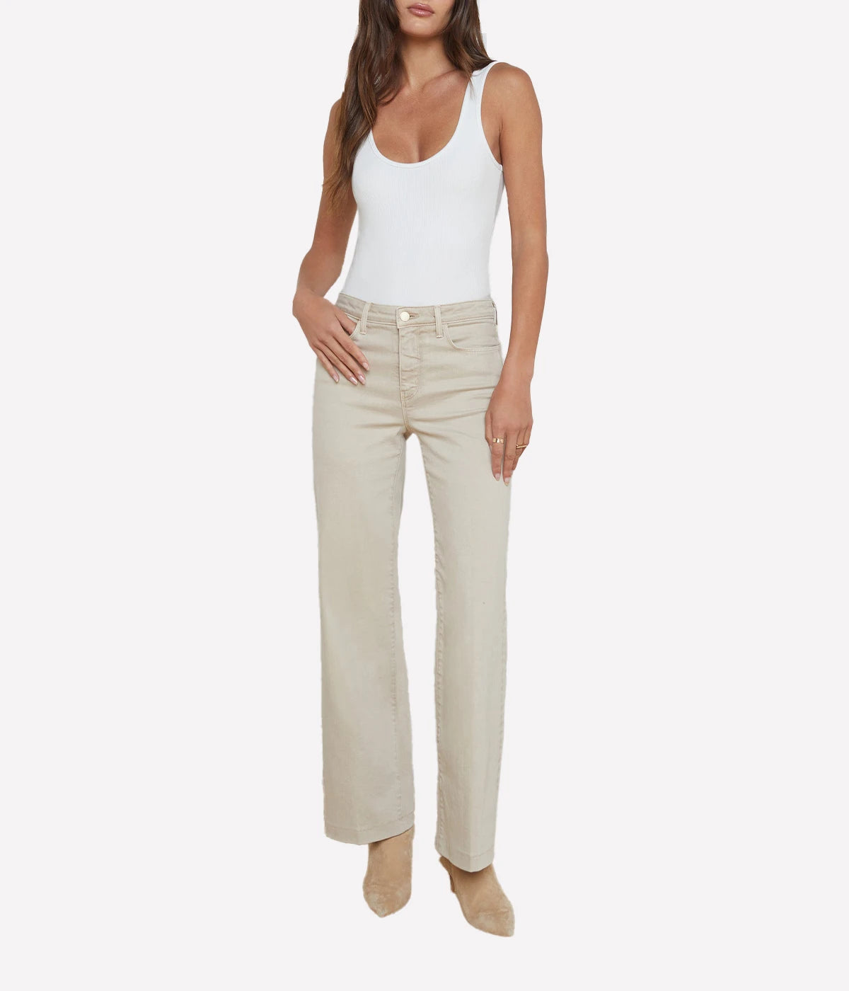 Scottie H/R Wide Leg Jean in Biscuit