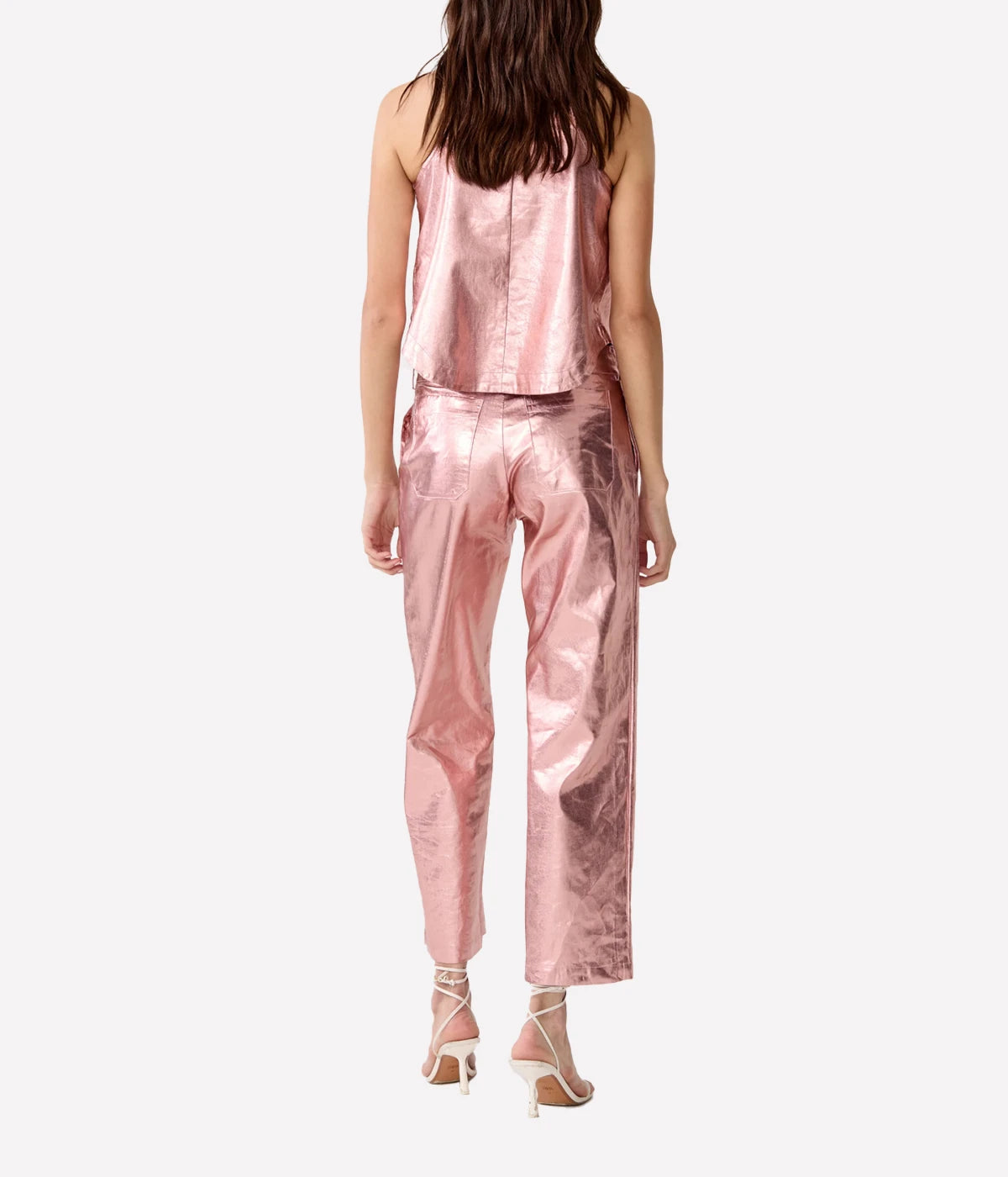 Astro Metallic Linen Pant in Pink