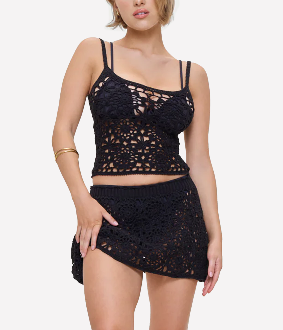 Seaside Crochet Tank in Black