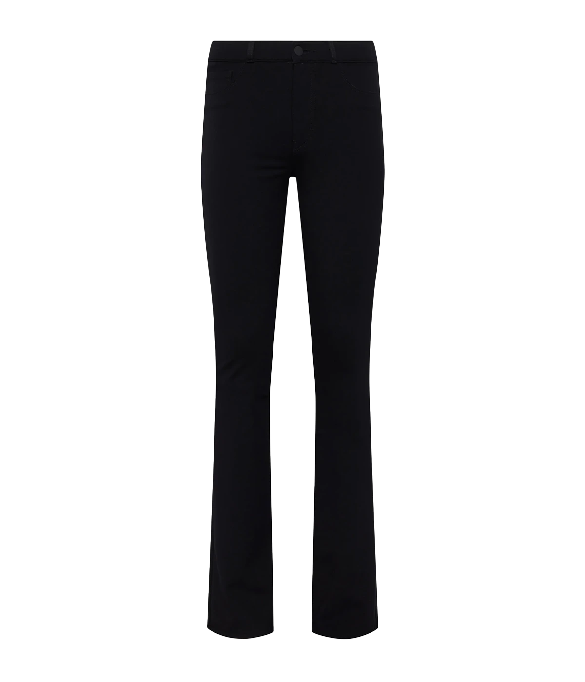 Discover the L'Agence Classic High-Rise Bootcut Pant in True-Black Ponte—a sophisticated blend of comfort and style. Crafted from high-recovery ponte fabric, these pants deliver a flattering fit that smooths your figure while ensuring flexibility and comfort. The contoured waistband sits securely at your natural waist, providing a seamless and supportive feel that transitions into a slim profile through the hip and thigh, before elegantly flaring into a timeless bootcut hem. Ideal for both professional sett