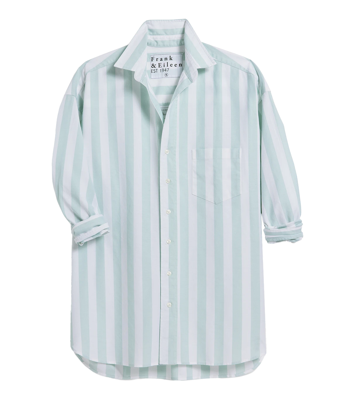 Shirley Woven Button Up Shirt in Wide Sage Stripe