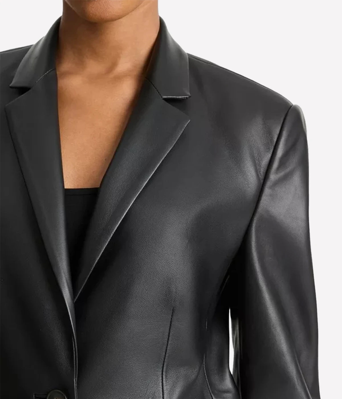 Shrunken Leather Blazer in Black