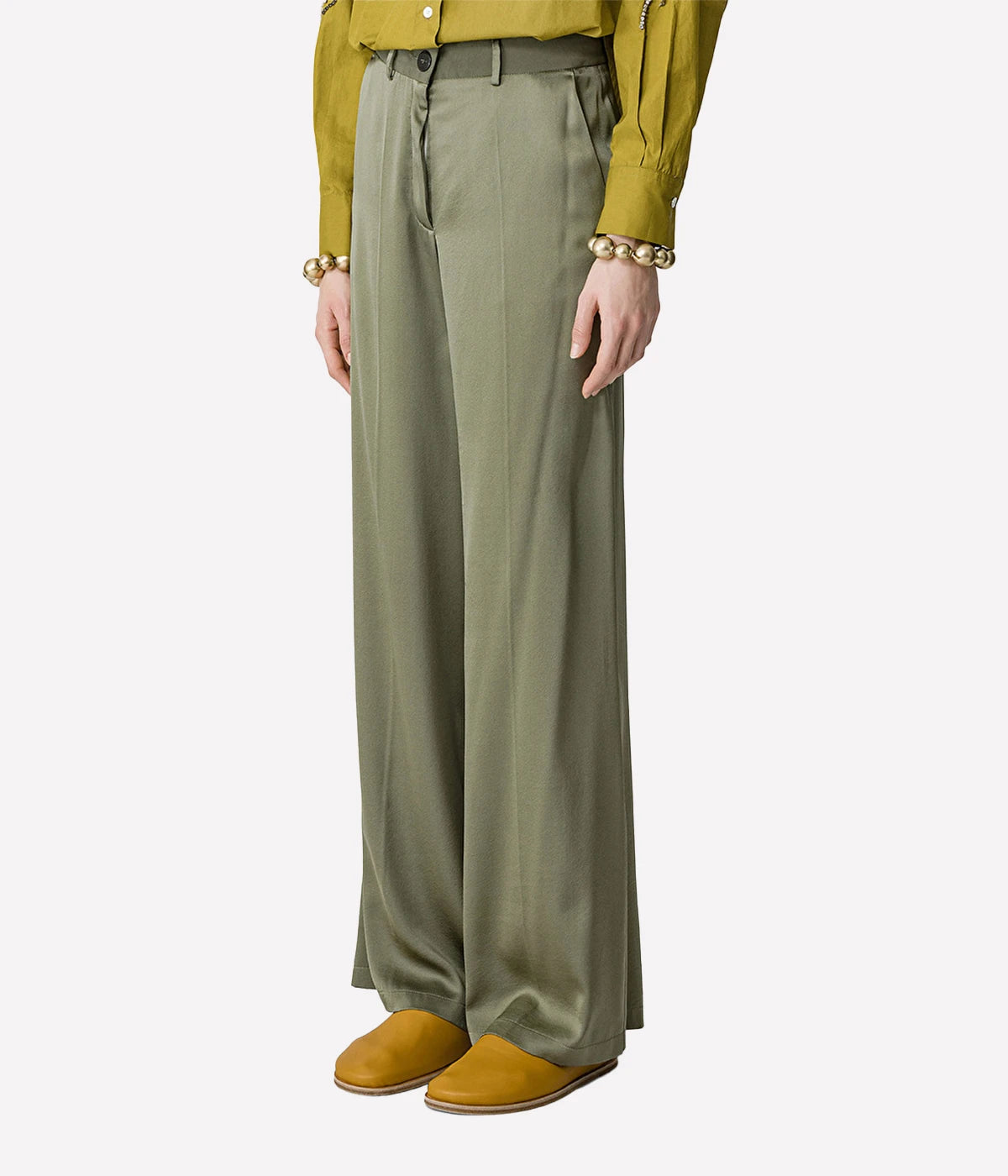 Silk Sartorial Pant in Olive