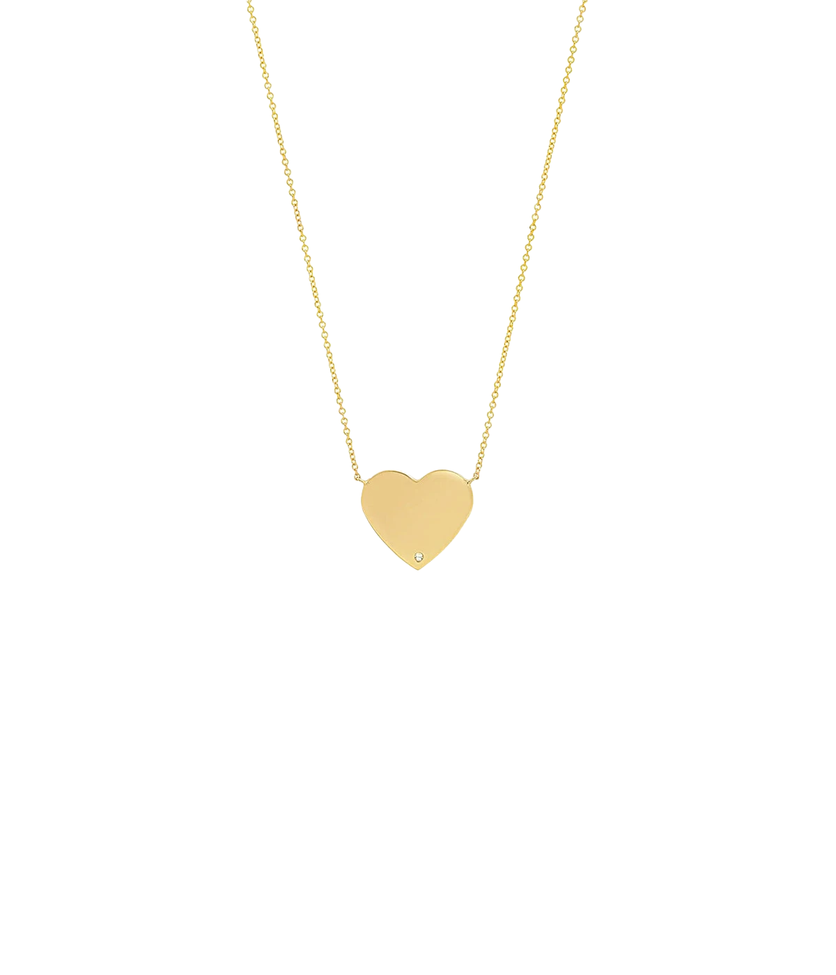 Single Diamond Heart Necklace in 14k Yellow Gold
