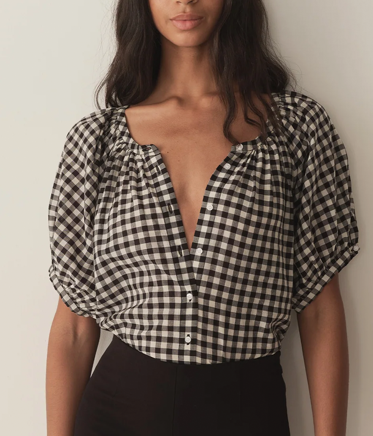 June Top in Noir Greta Gingham