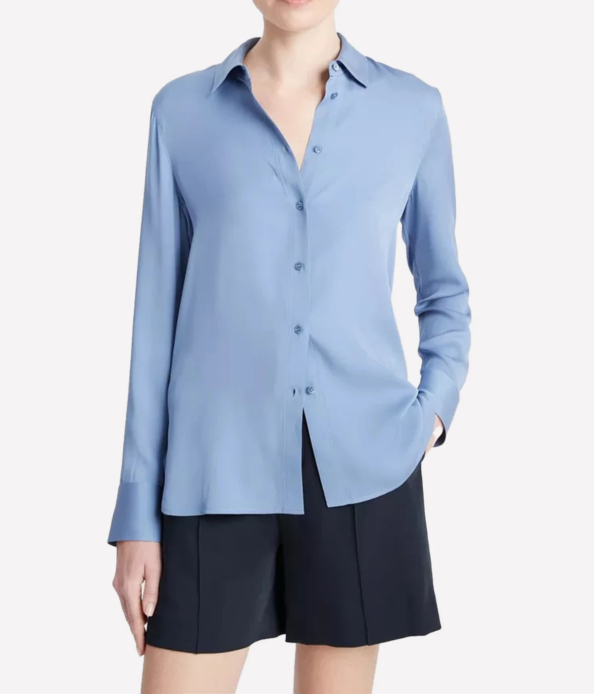 *FINAL SALE*Slim Fitted Blouse in Azure