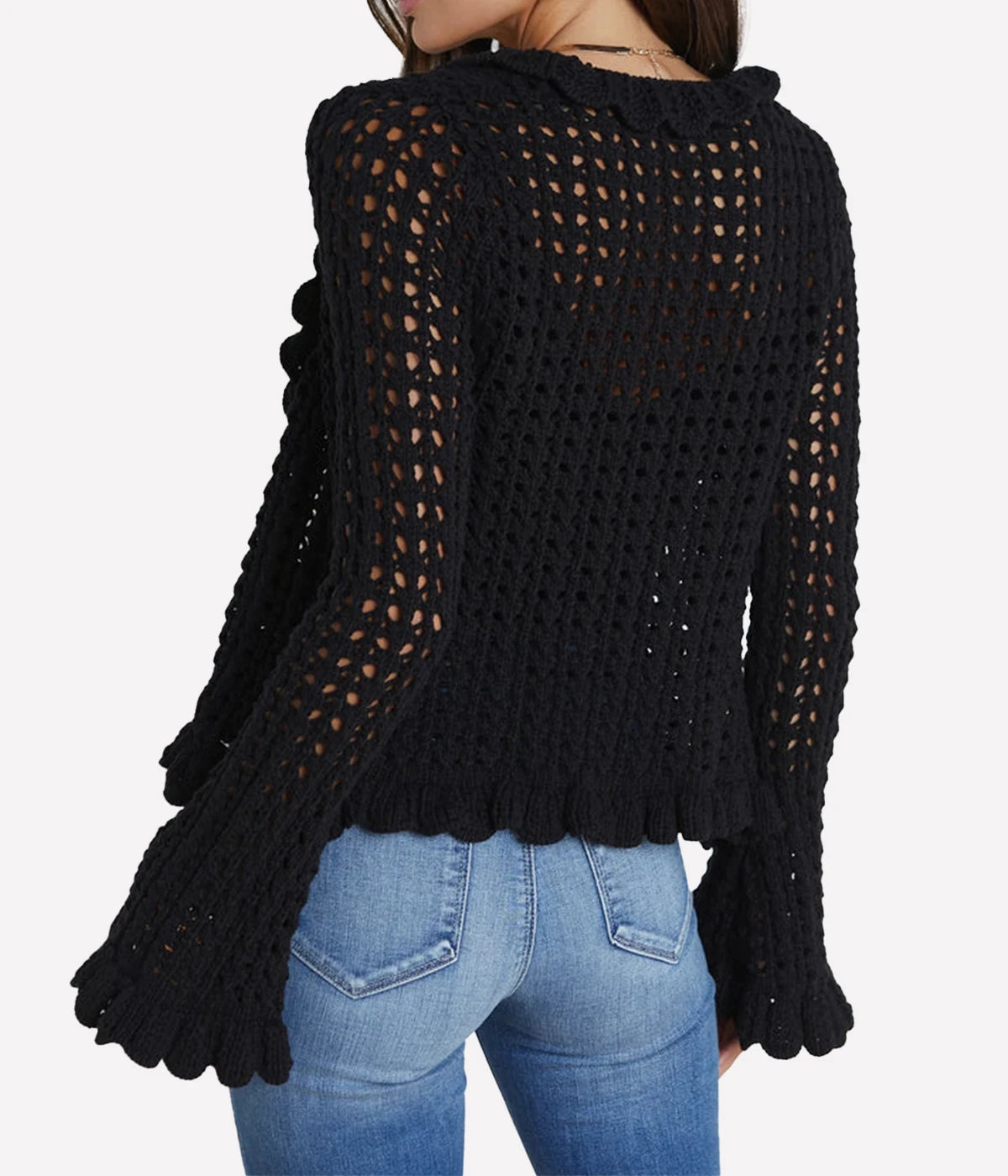 Solaris Open Stitch Cardi in Black