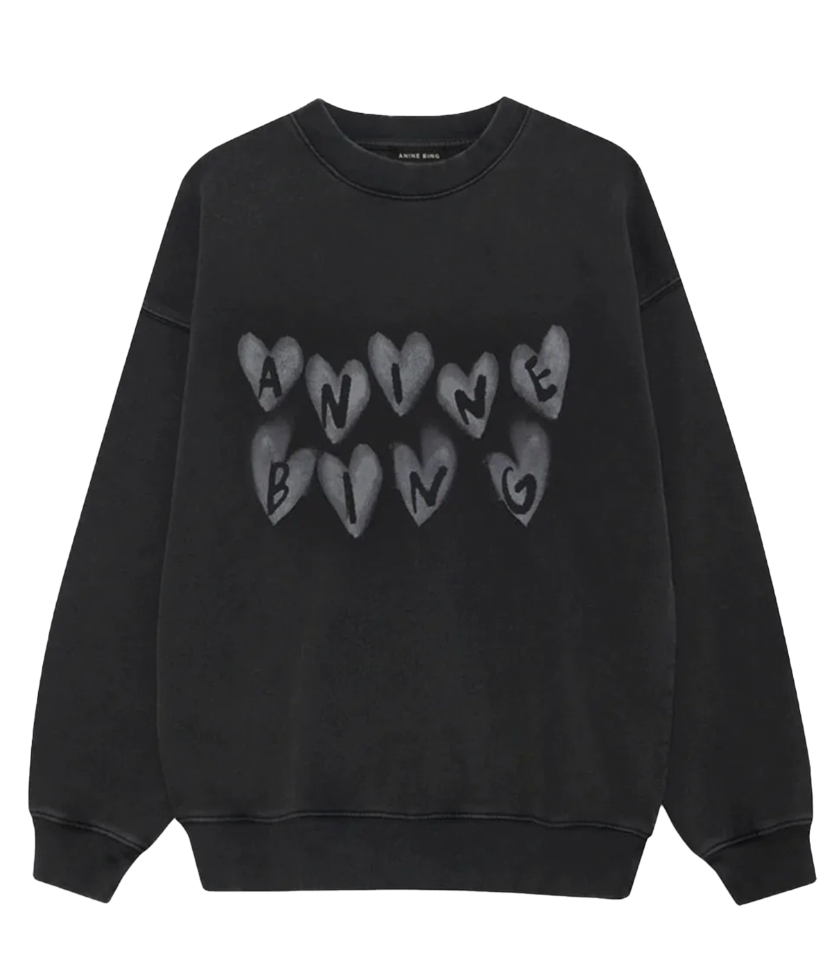 Spencer Hearts Sweatshirt in Washed Black