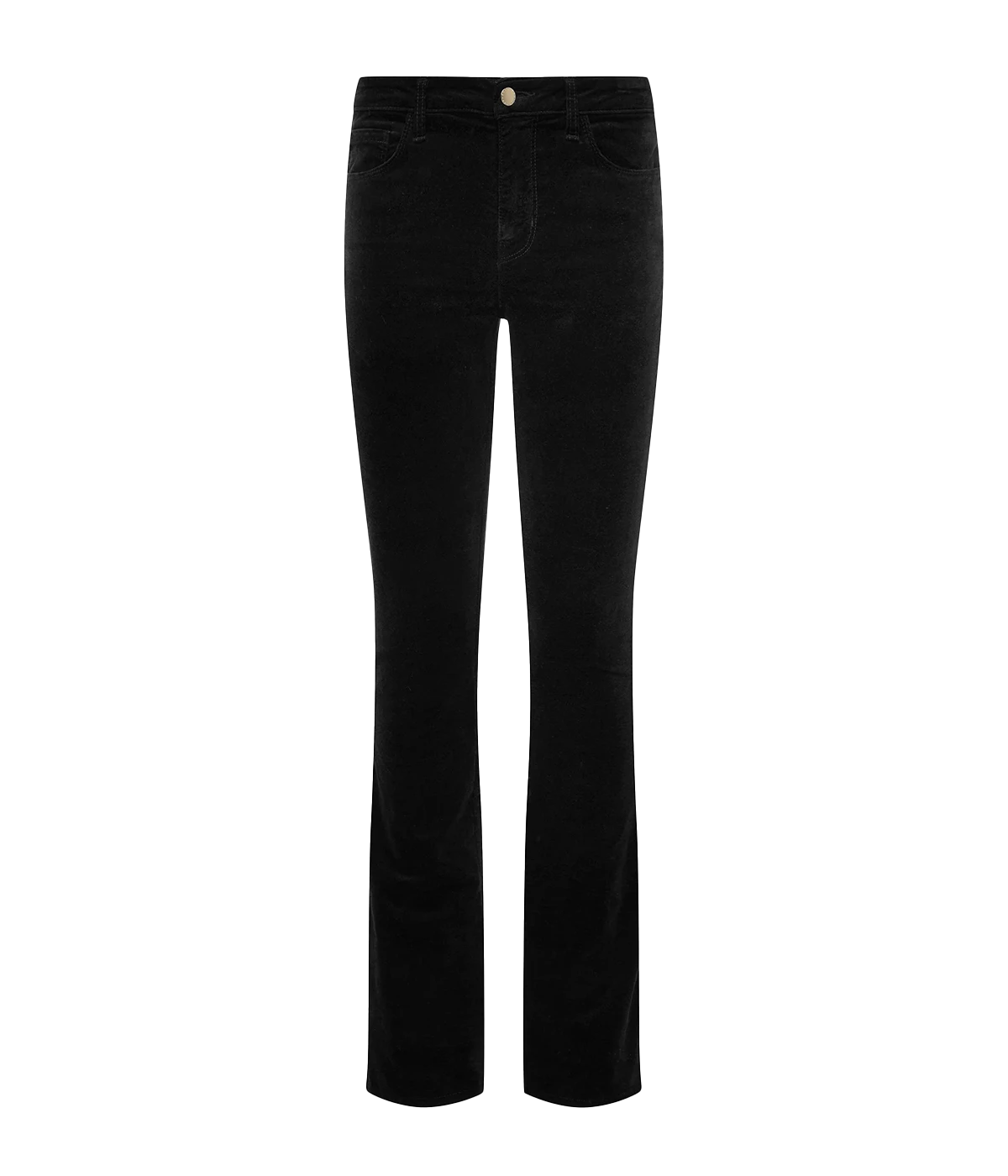 The Stevie HR Straight Pant in Black features a high-rise fit with a straight-leg. 