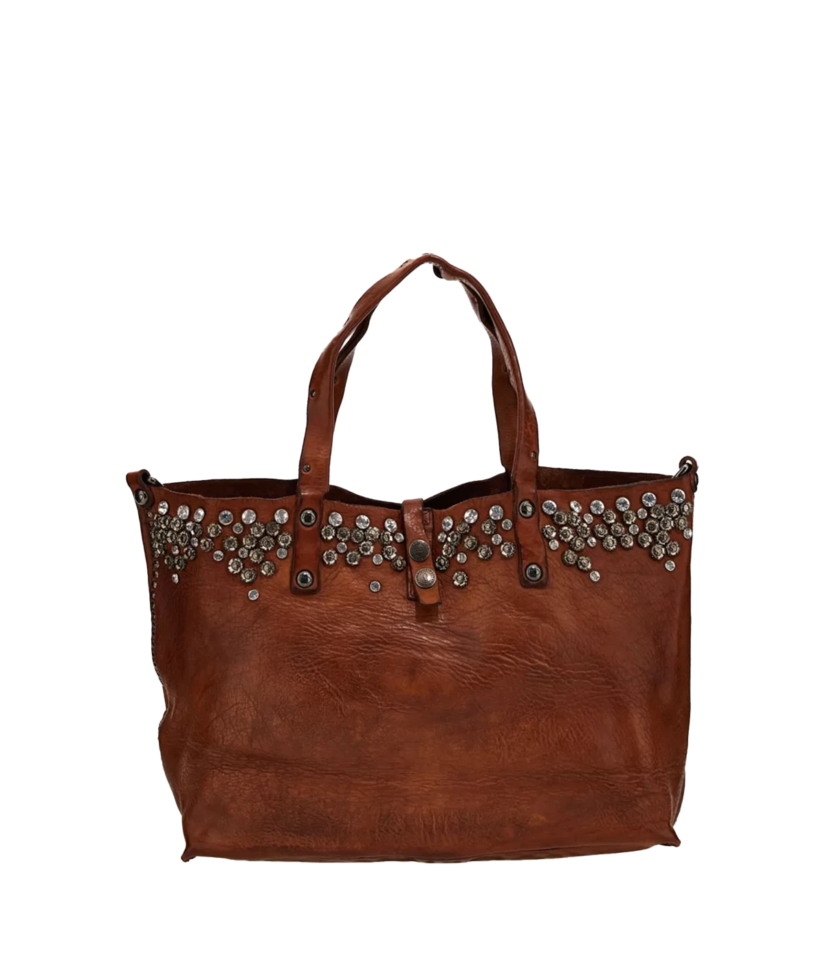 Studded Shopping Bag in Cognac