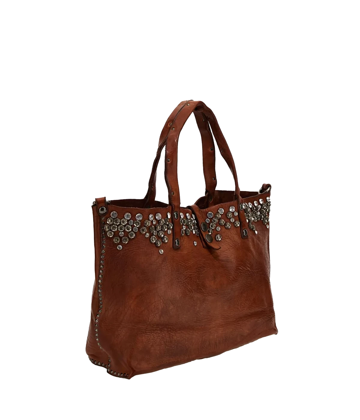 Studded Shopping Bag in Cognac