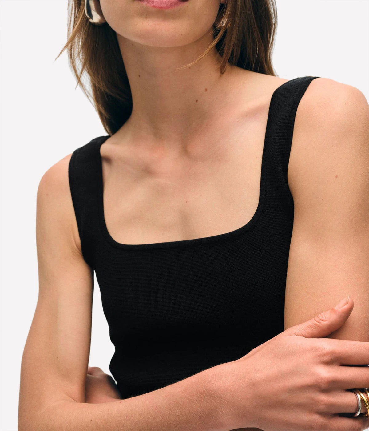 Superfine Square Neck Tank in Black