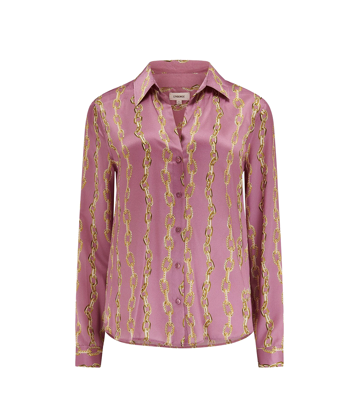 Tyler Long Sleeve Blouse in Mauve Rose Metallic Chain