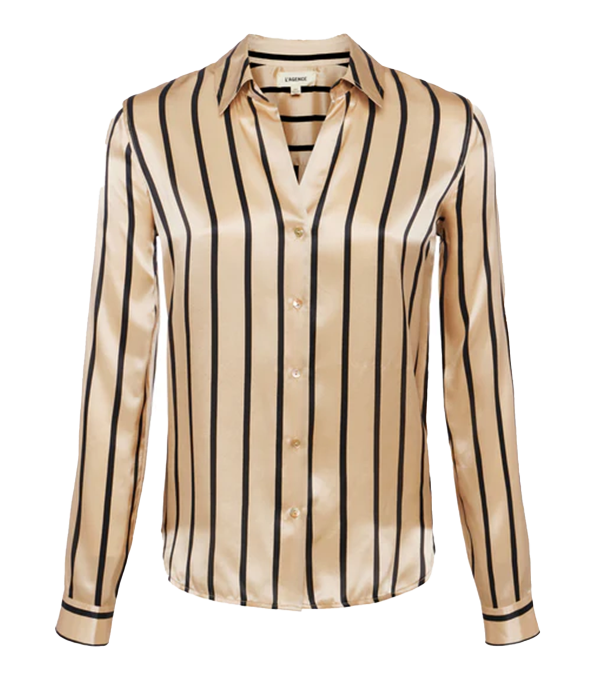 Tyler Long Sleeve Blouse in Almond Black Stripe