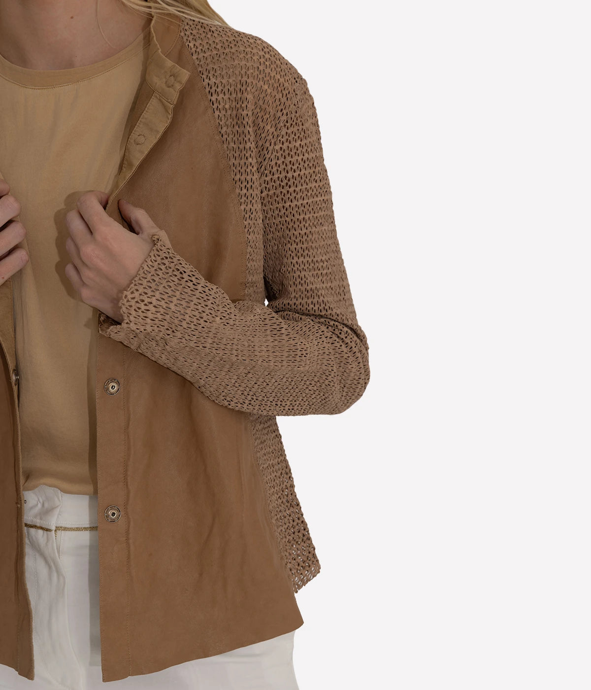 Textural Leather Jacket in Caramel