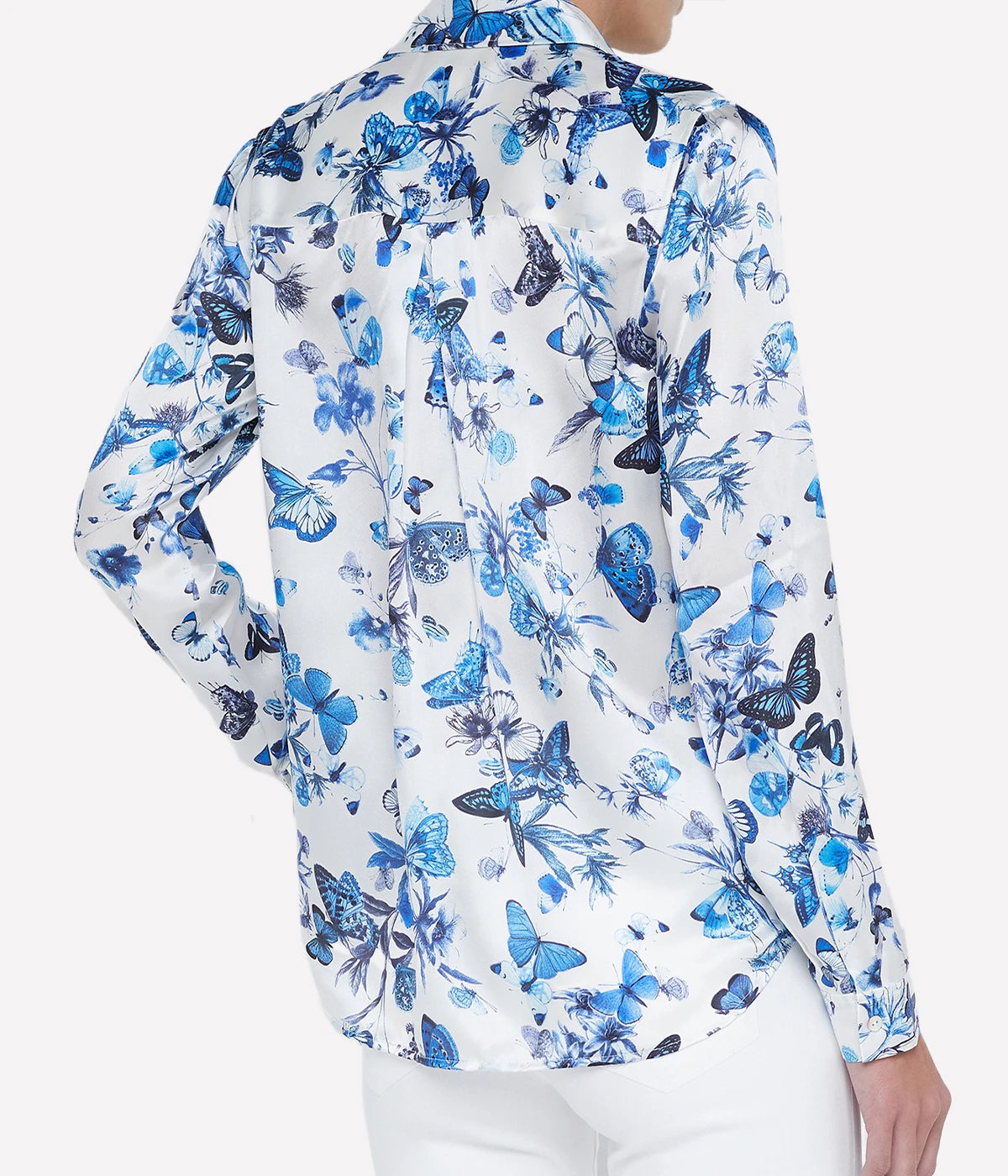 Tyler L/S Blouse in White Butterflies