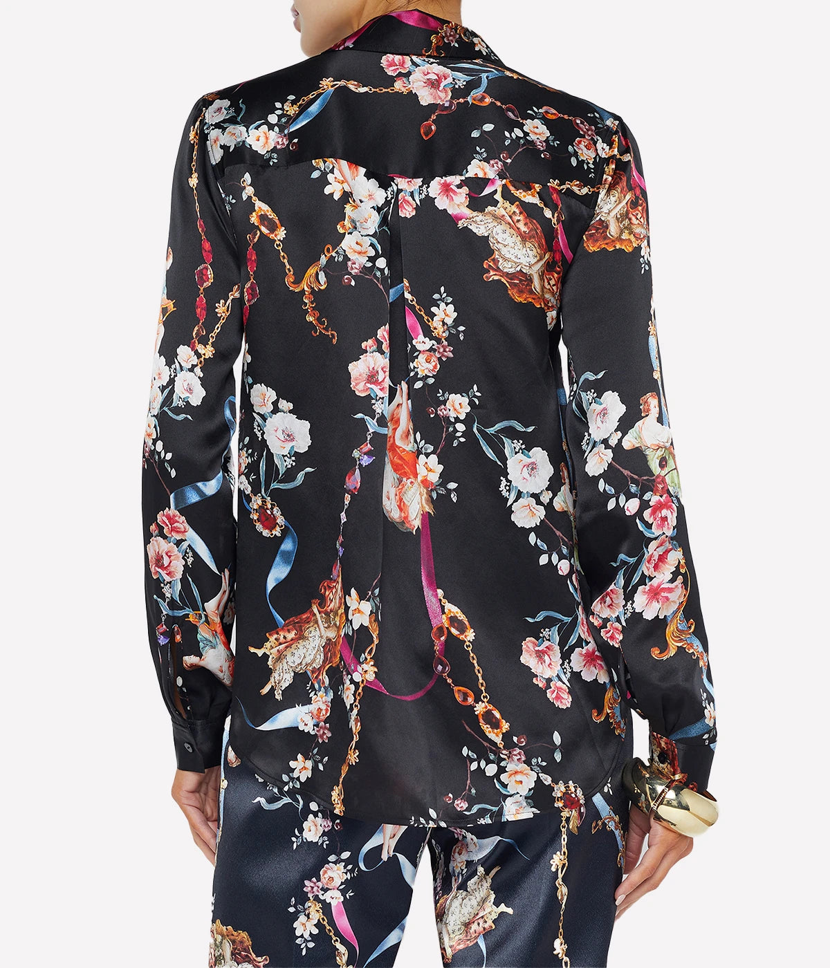 Tyler Long Sleeve Blouse in Black Multi Rococo Angel