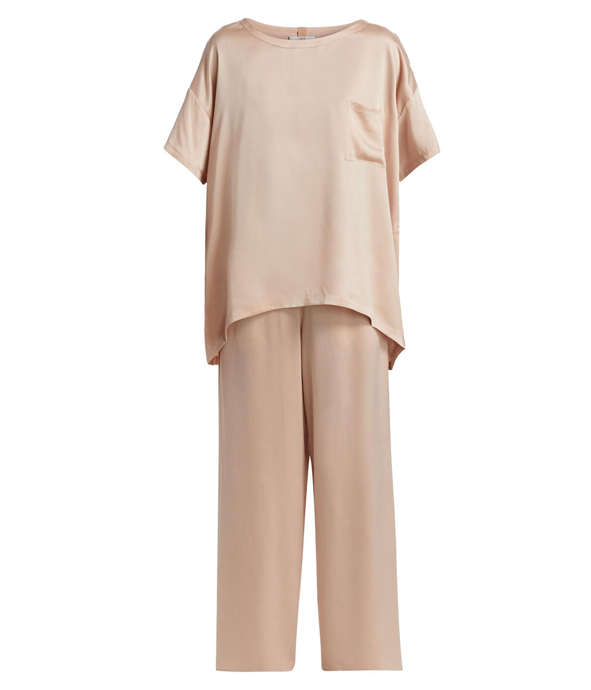 Washable Silk Tee Pant Set in Delicate Pink