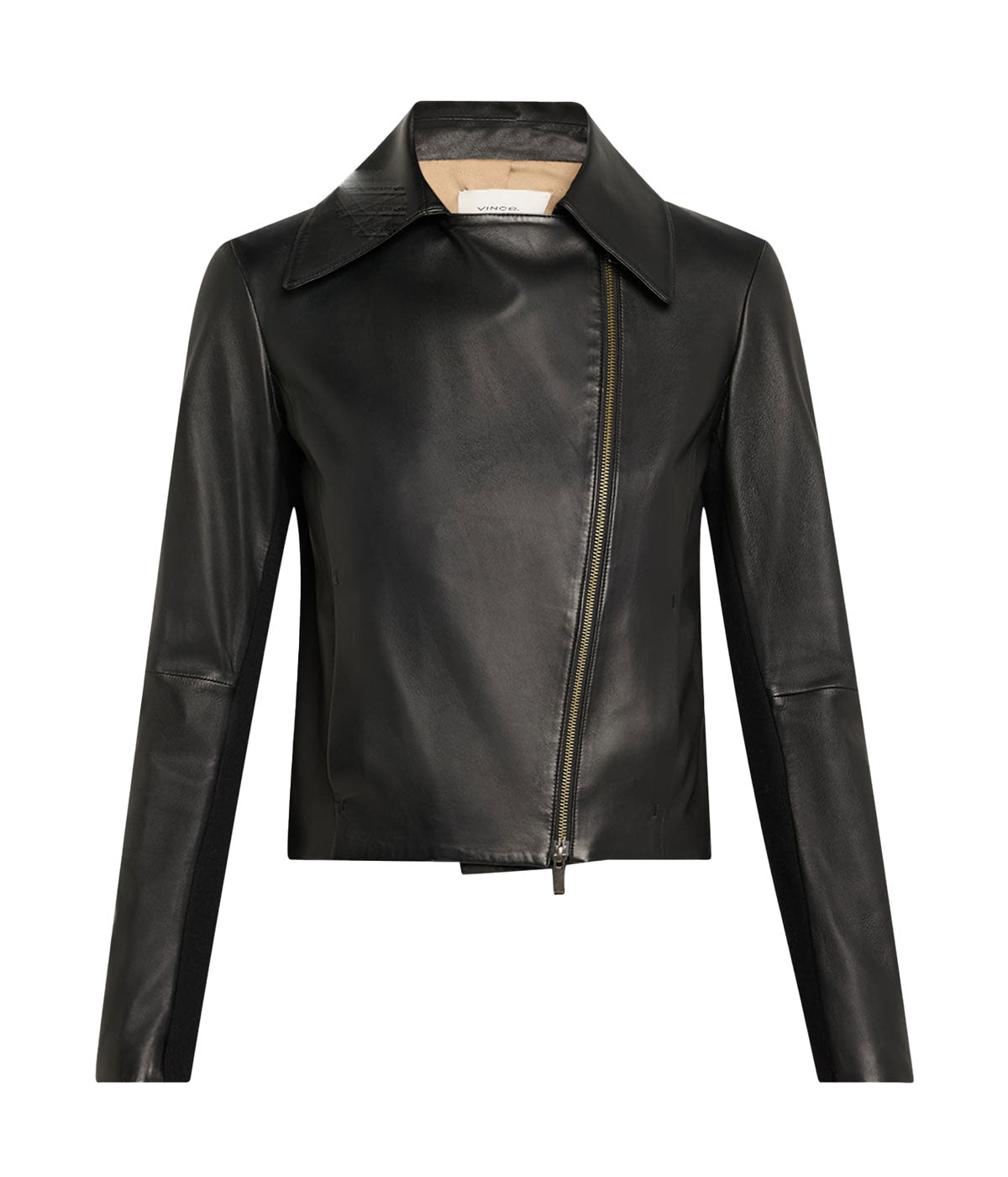 Classic Leather Zip Front Jacket in Black