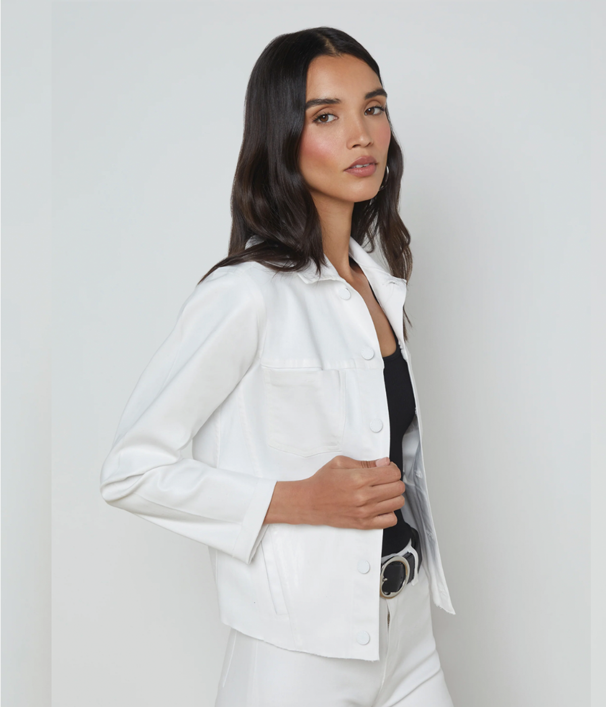 Janelle Slim Raw Jacket in Blanc Coated