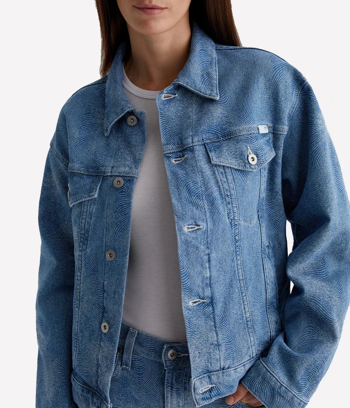 Ramie Oversized Denim Jacket in Siren