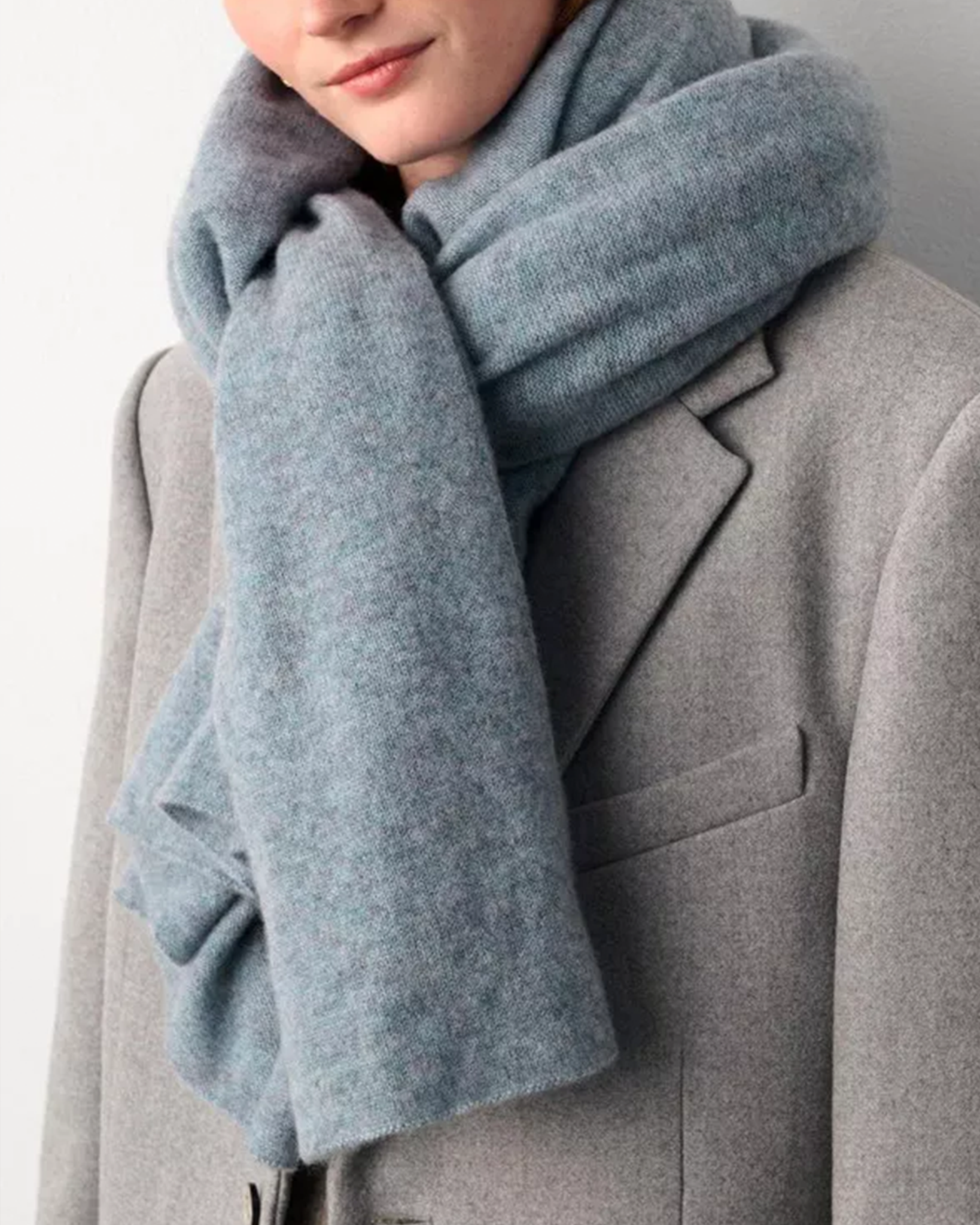 Cashmere Travel Wrap in Bluestone Heather