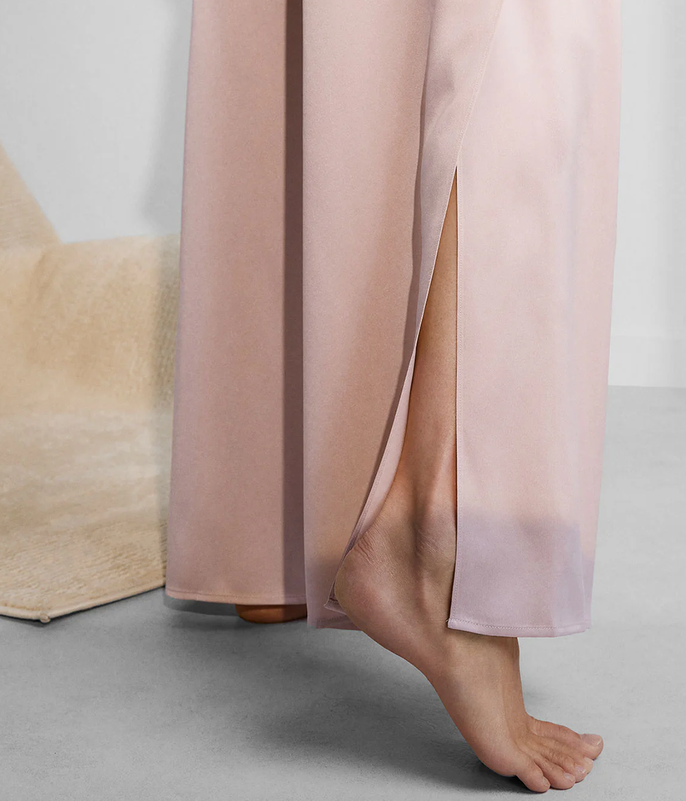 Washable Silk Tee Pant Set in Delicate Pink