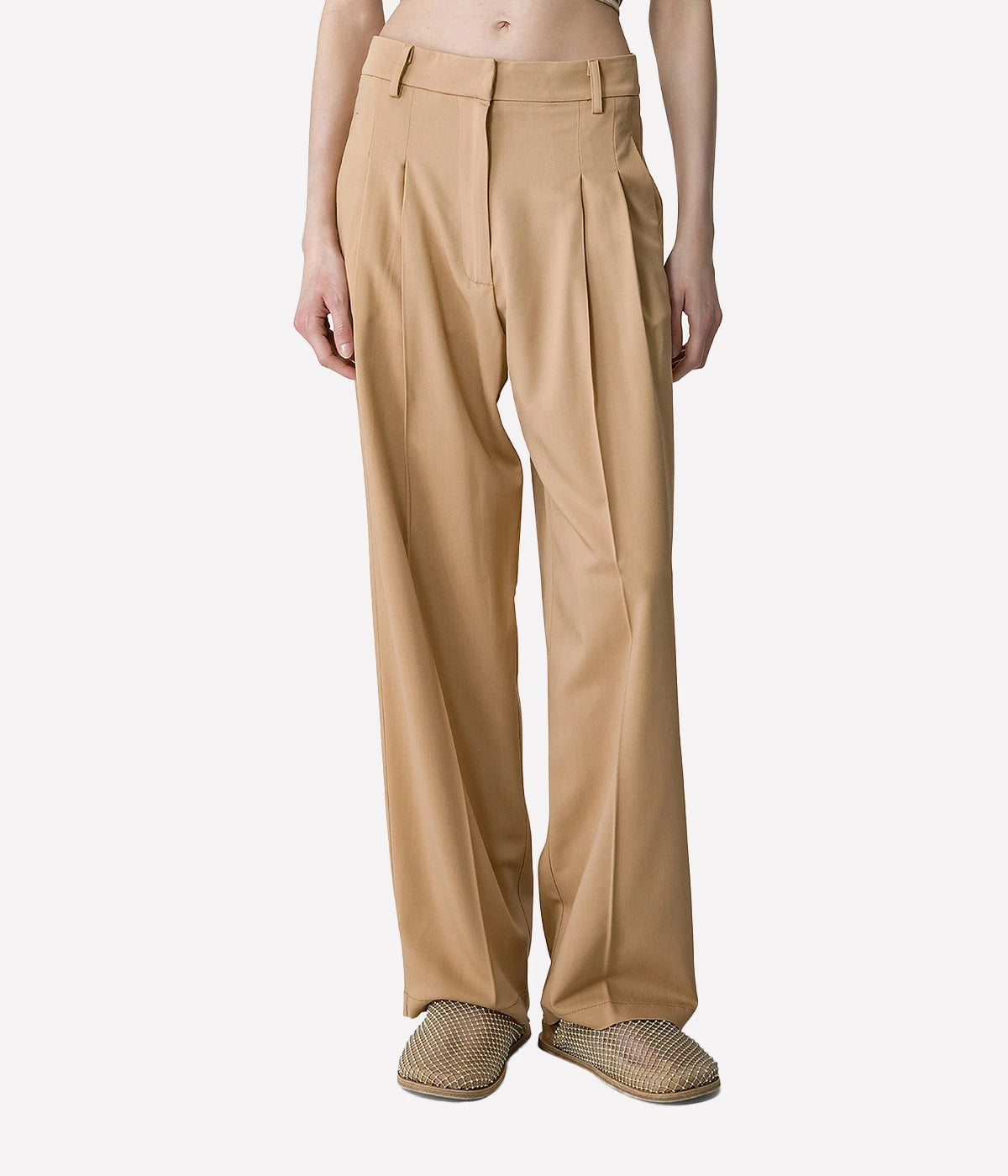 Wool Twill Pinces Pants in Cashemire