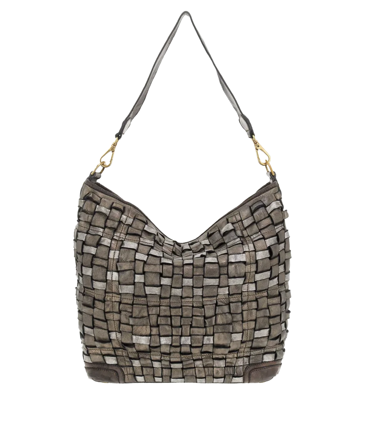 Woven Shoulder Bag in Lead Grey