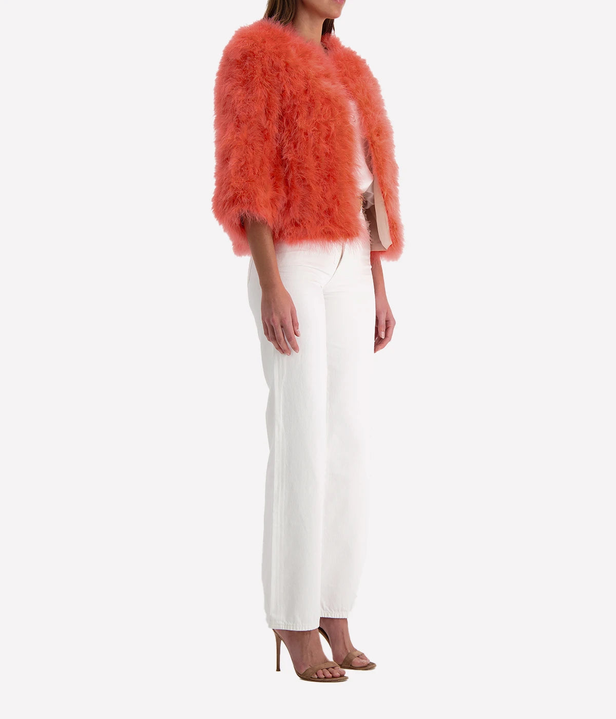 Yves Feather Jacket in Flamingo