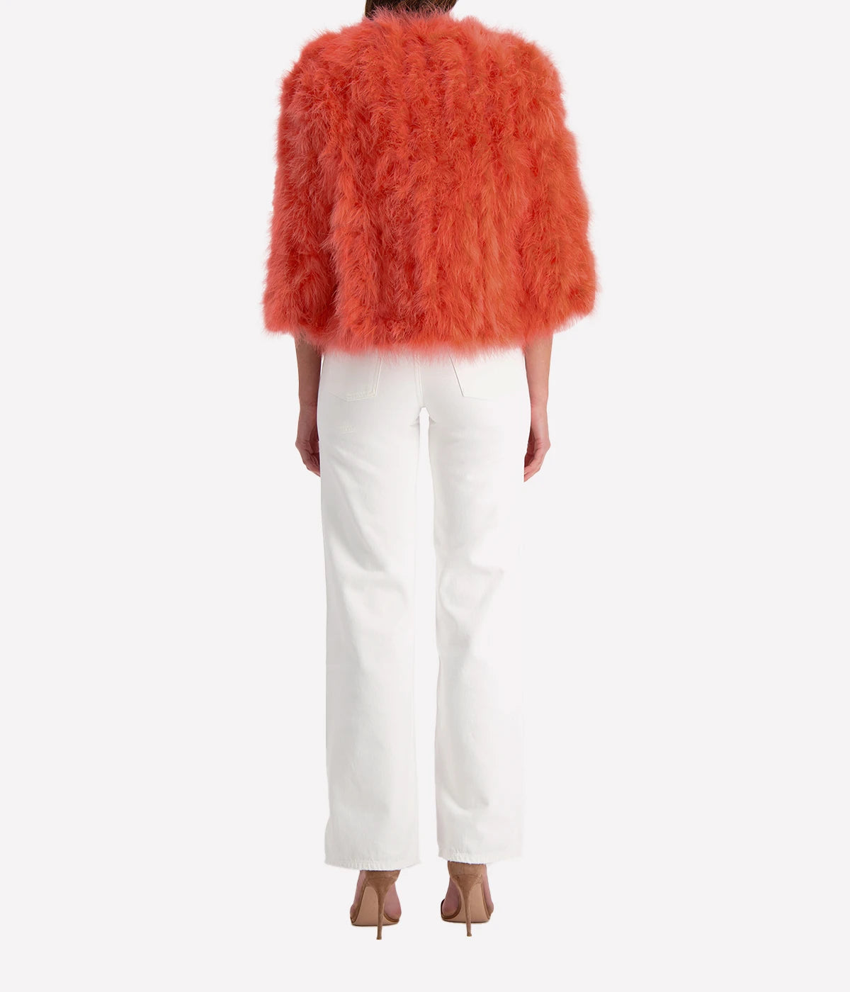 Yves Feather Jacket in Flamingo