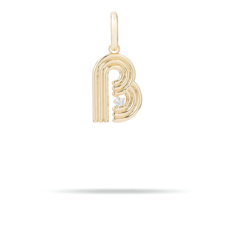 Groovy Diamond Initial B Charm 14K