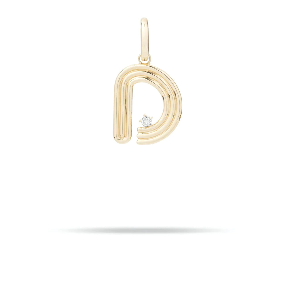 Groovy Diamond Initial D Charm 14K