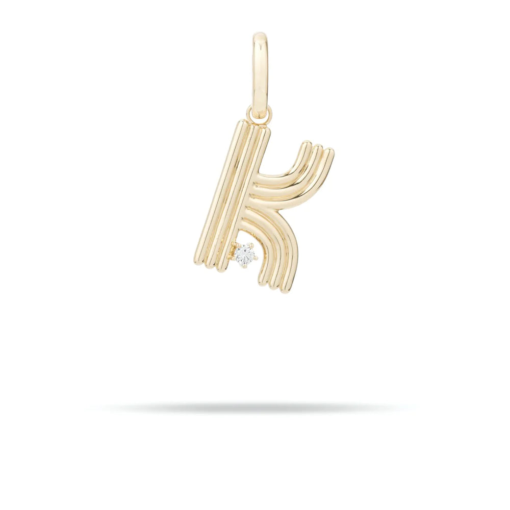 Groovy Diamond Initial K Charm 14K