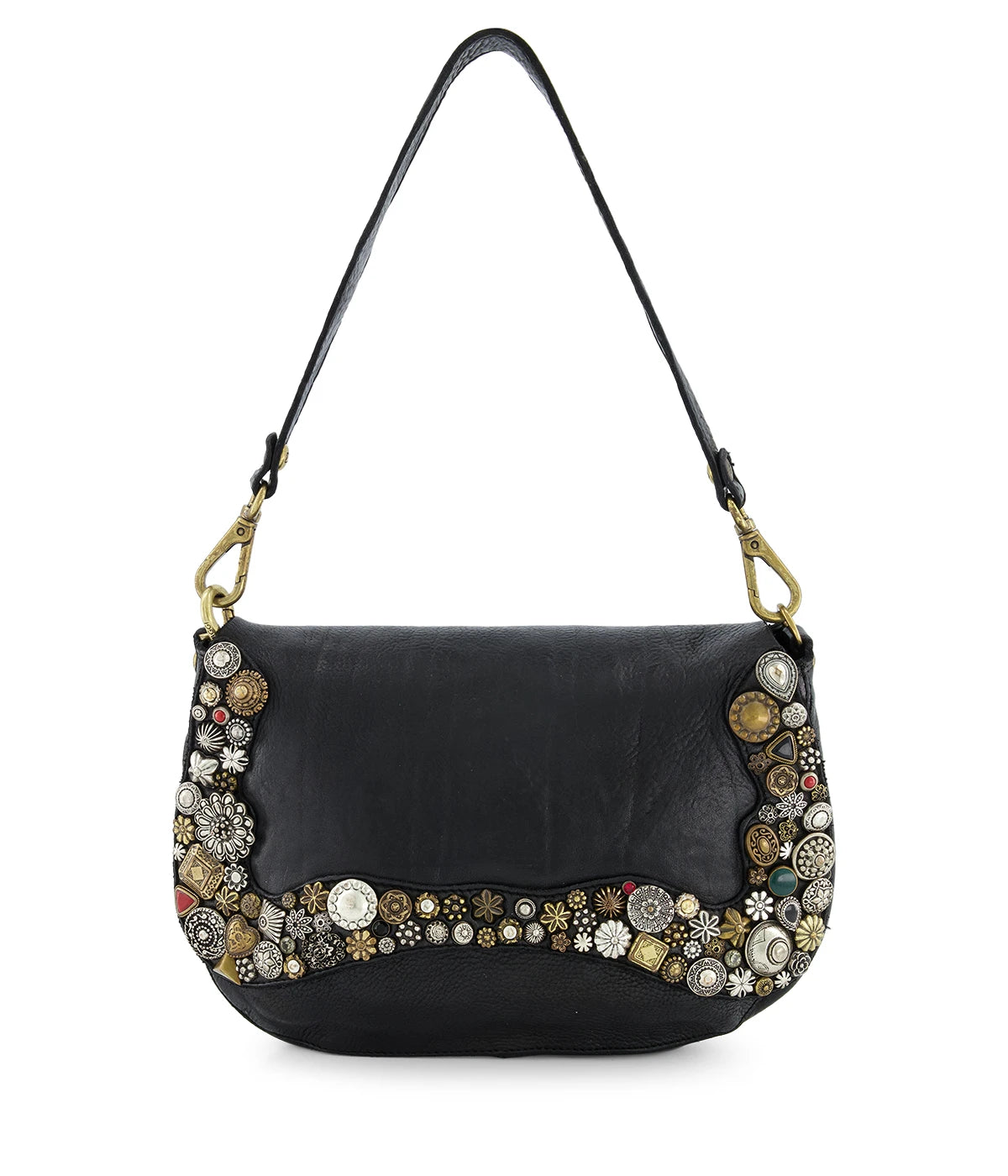 Shoulder Bag with Studs in Black